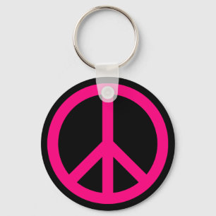 Pink Peace Sign Keychain