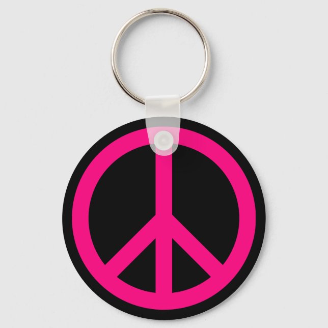 Pink Peace Sign Keychain (Front)