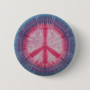 Pink Peace Sign Tie Dye Button
