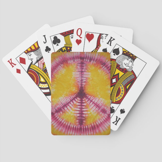 Pink Peace Sign Tie Dye Playing Cards (Back)