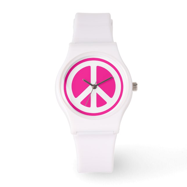 Pink Peace Sign Watch (Front)