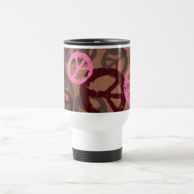 Pink Peace Signs Travel Mug (Center)