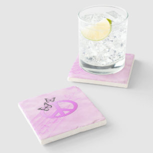 Pink Peace Stone Coaster