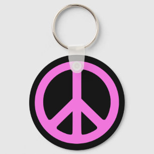 Pink Peace Symbol Keychain