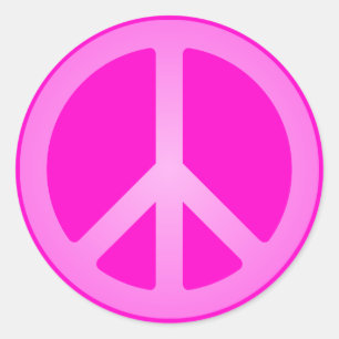 Pink Peace Symbol Stickers