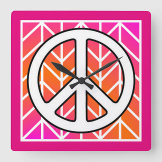 Pink Peace Throw Pillow Square Wall Clock