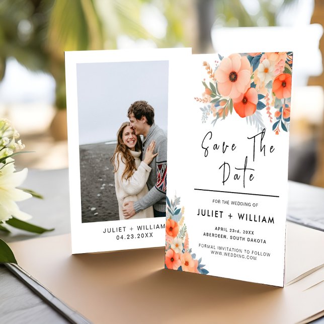 Pink Peach 70s 80s 90s Colourful Wedding Save The Date (Creator Uploaded)