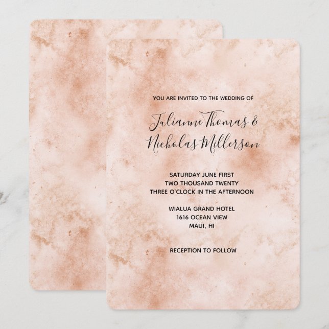 Pink Peach Abstract Invitation (Front/Back)