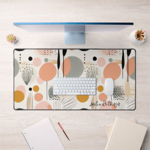 Pink Peach Aesthetic Modern Abstract Desk Mat
