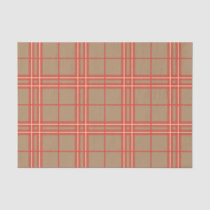 Pink, Peach and Brown Plaid Tissue Paper