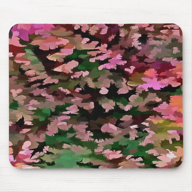 Pink, Peach and Green Camouflage Pattern Mouse Mat (Front)
