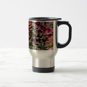 Pink, Peach and Green Camouflage Pattern Travel Mug
