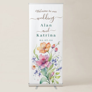 Pink Peach Blooms Retractable Banner