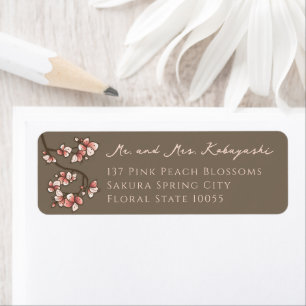 Pink Peach Blossoms Asian Wedding Address Labels