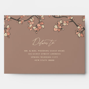 Pink Peach Blossoms Elegant & Chic Floral Wedding Envelopes