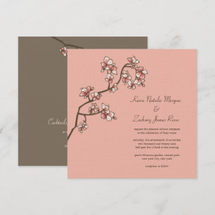 Pink Peach Blossoms Sakura Chinese Wedding Invite
