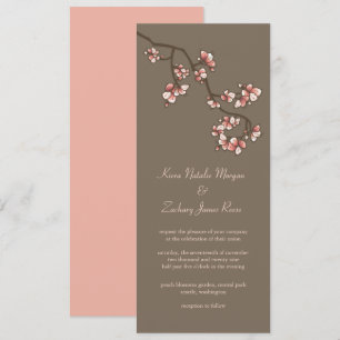 Pink Peach Blossoms Sakura Chinese Wedding Invite