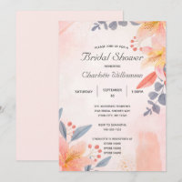 Pink Peach Blue Coral Floral Bridal Shower