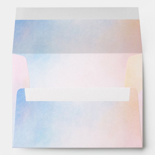 Pink Peach Blue Watercolor Tie Dye Envelope (Back (Bottom))