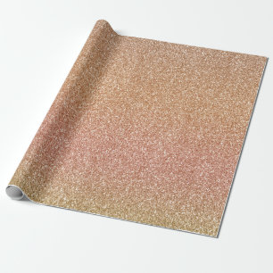 Pink Peach Blush Ombre Gold Glitter Wrapping Paper