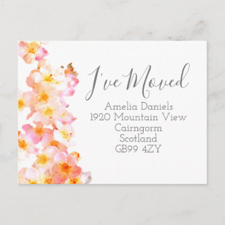Pink Peach Blush Wildflower I've Moved Card