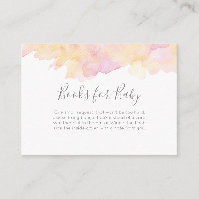 Pink Peach Books for baby Baby Shower Insert Card (Front)