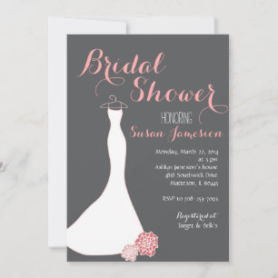 Pink Peach Bridal Gown Bridal Shower Invitation