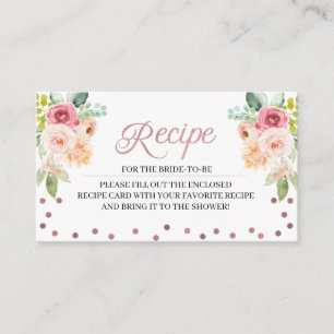 Pink & Peach Bridal Shower Recipe Enclosure Card