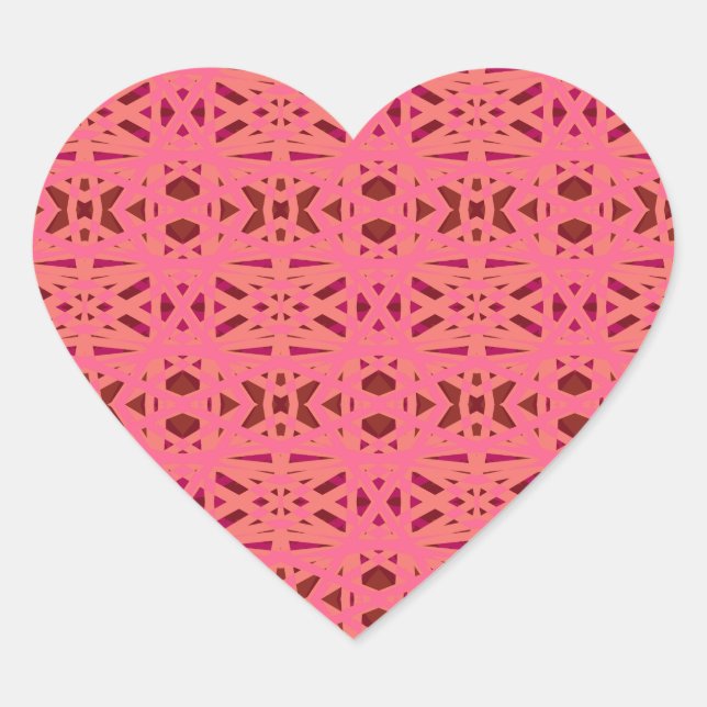 Pink Peach Brown Art Deco Valentine’s Day Gift Fun Heart Sticker (Front)