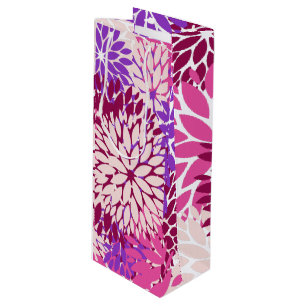 Pink Peach Burgundy Purple Dahlias Wine Gift Bag