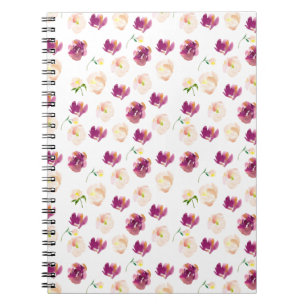 Pink Peach Burgundy Watercolor Floral Notebook