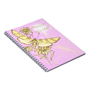 Pink Peach Butterfly Notebook