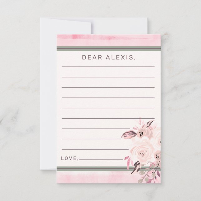 Pink Peach & Cream Floral Baby Shower Time Capsule Card (Front)