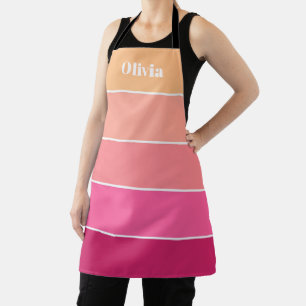 Pink Peach Custom Summer Colour Block Stripes Apron
