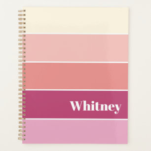 Pink peach Custom Summer Colour Block Stripes Planner