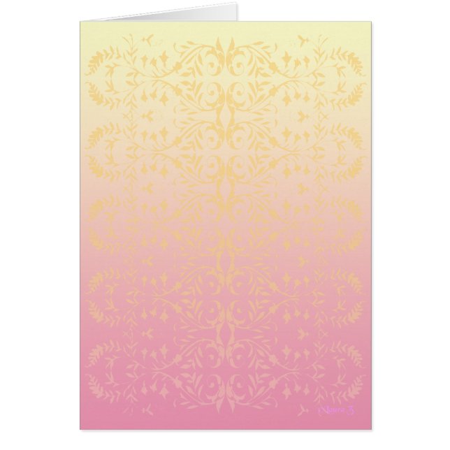 Pink Peach Damask Blank Art Card (Front)