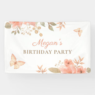 Pink peach floral  banner