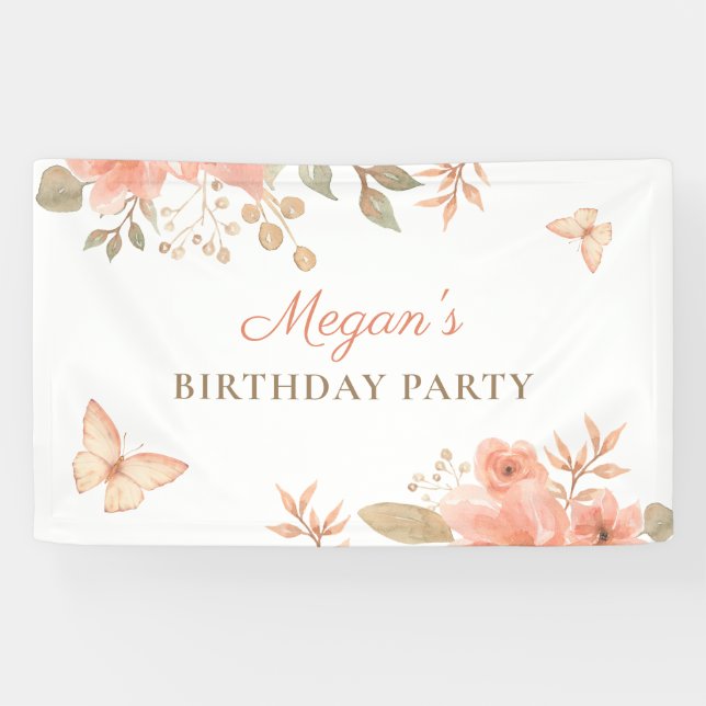 Pink peach floral  banner (Horizontal)