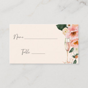Pink Peach Floral Champagne Place Card