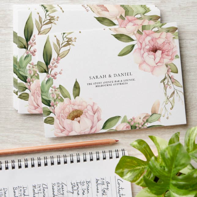 Pink Peach Floral Elegant Wedding Envelope (Stacked)