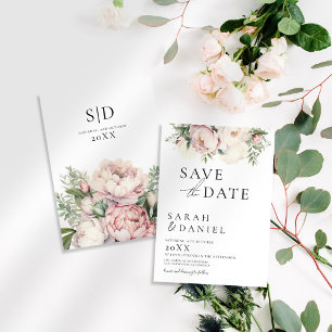 Pink Peach Floral Elegant Wedding Save The Date