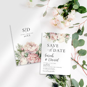 Pink Peach Floral Elegant Wedding Save The Date