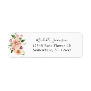 Pink & Peach Floral & Greenery Return Address