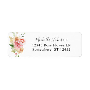 Pink & Peach Floral & Greenery Return Address 2