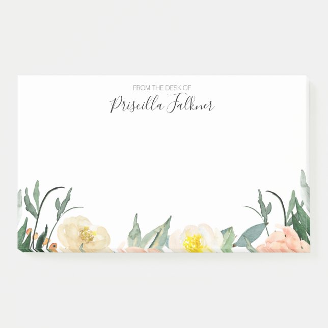 Pink & Peach Flowers From The Desk Of Post-it Notes (Front)