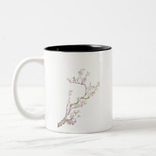 pink peach flowers Two-Tone coffee mug