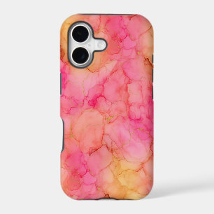 Pink Peach Gold Alcohol Ink Marble