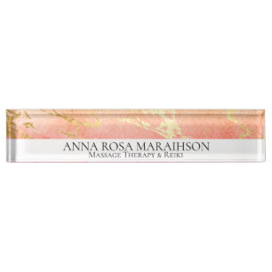*~* Pink Peach Gold Foil  AP3 Desk Name Plate