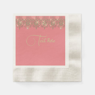 Pink peach gold lace elegant sparkle  napkin