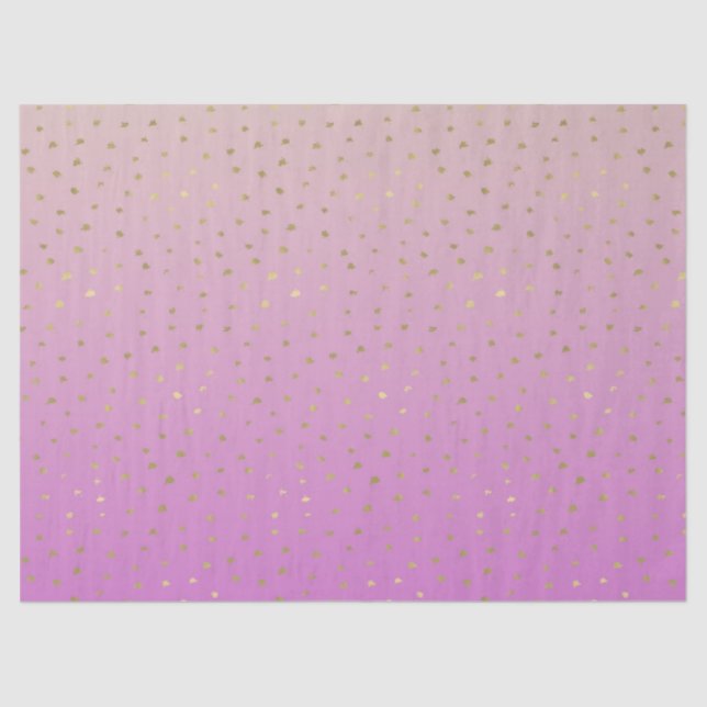 Pink Peach Gold Ombre Confetti Dots Tissue Paper (Front)